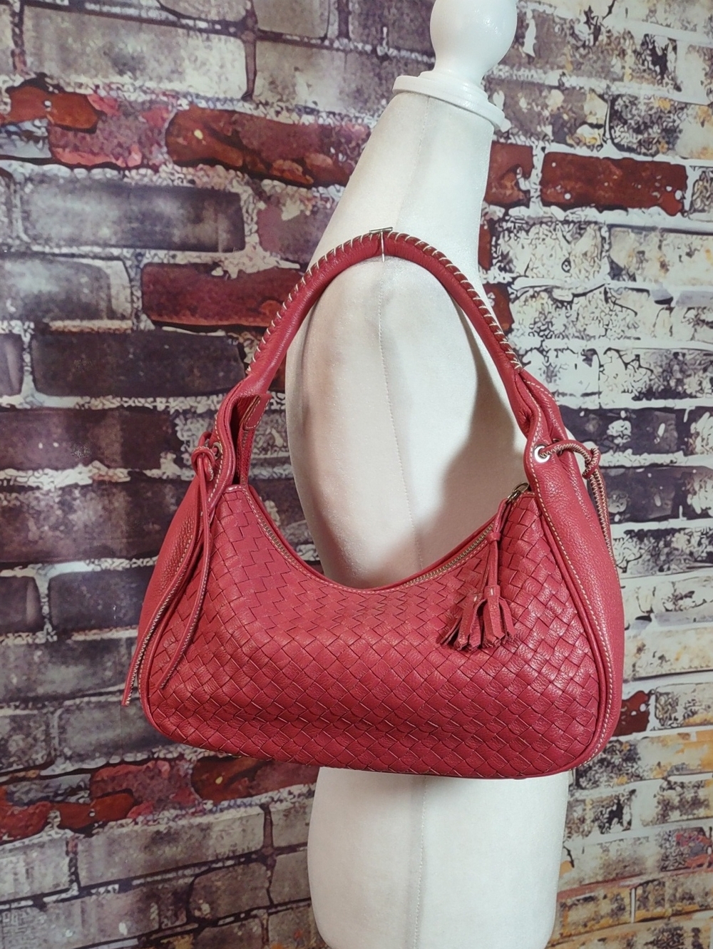 Talbots Woven Leather Hobo Shoulder Bag